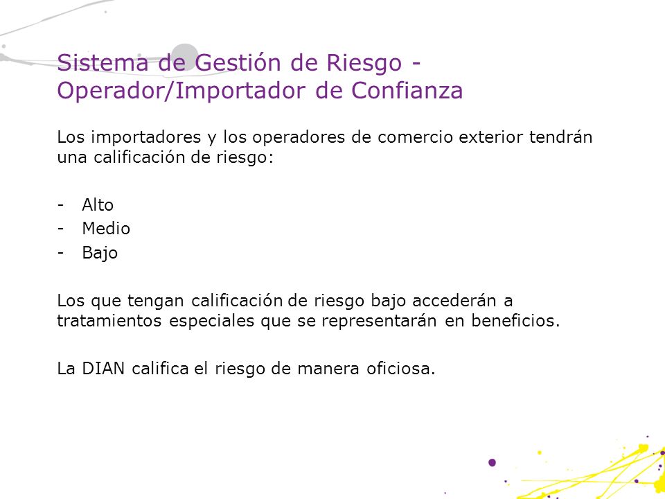 Sistema de Gestión de Riesgo - Operador/Importador de Confianza