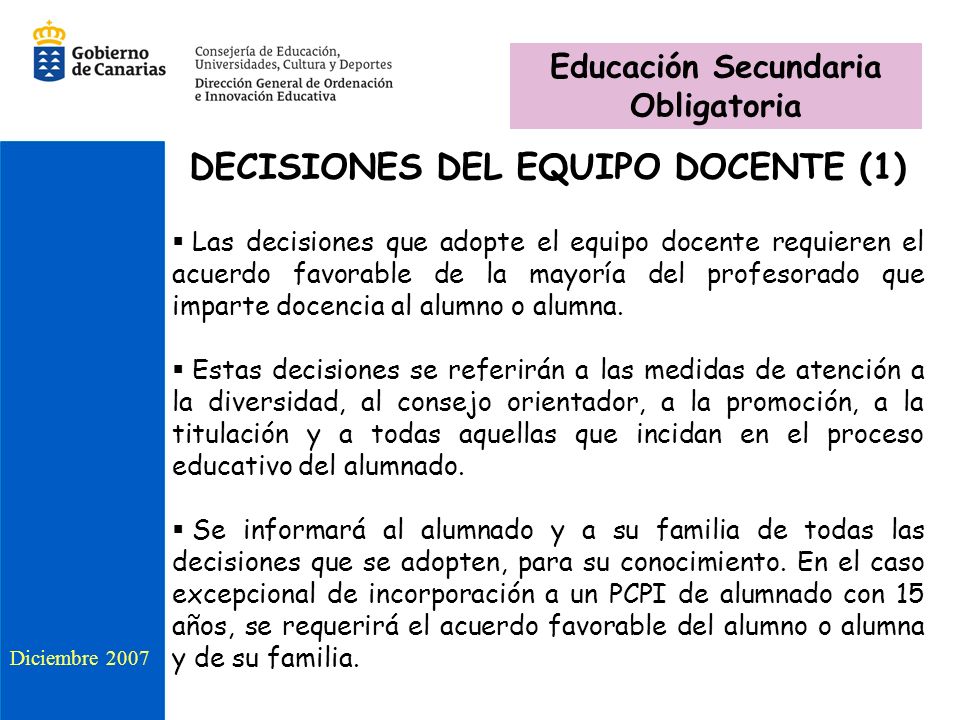 Educación Secundaria Obligatoria DECISIONES DEL EQUIPO DOCENTE (1)