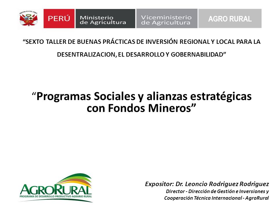 Programas Sociales y alianzas estratégicas con Fondos Mineros