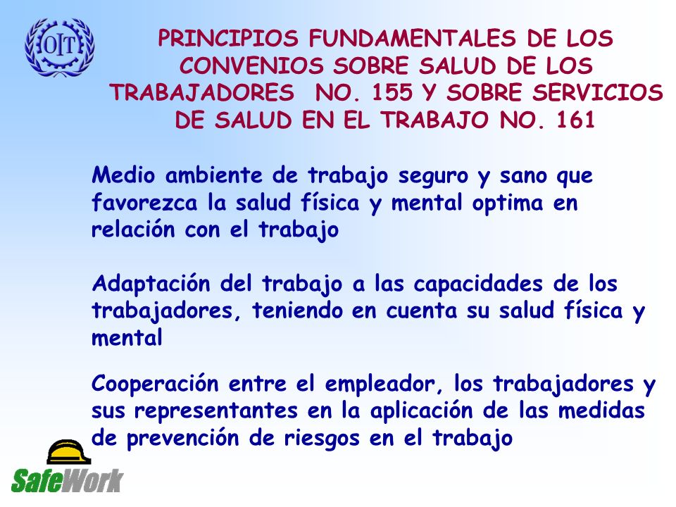 PRINCIPIOS FUNDAMENTALES DE LOS CONVENIOS SOBRE SALUD DE LOS TRABAJADORES NO. 155 Y SOBRE SERVICIOS DE SALUD EN EL TRABAJO NO. 161