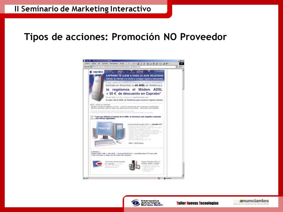 Tipos de acciones: Promoción NO Proveedor