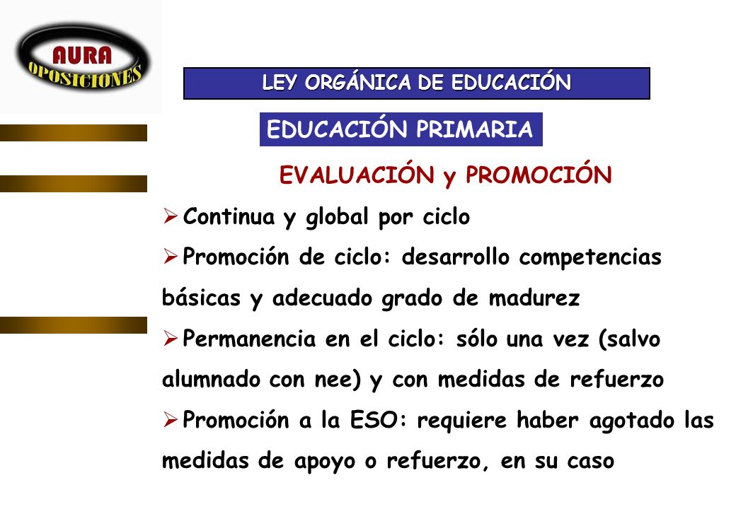 LEY ORGÁNICA DE EDUCACIÓN EVALUACIÓN y PROMOCIÓN