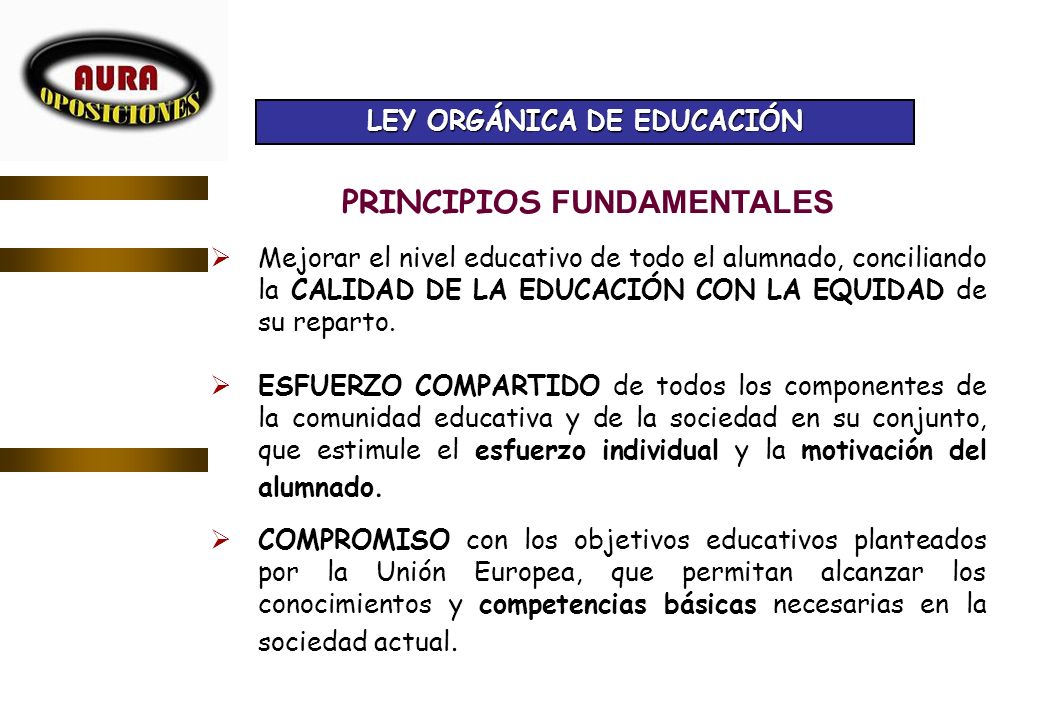 LEY ORGÁNICA DE EDUCACIÓN PRINCIPIOS FUNDAMENTALES
