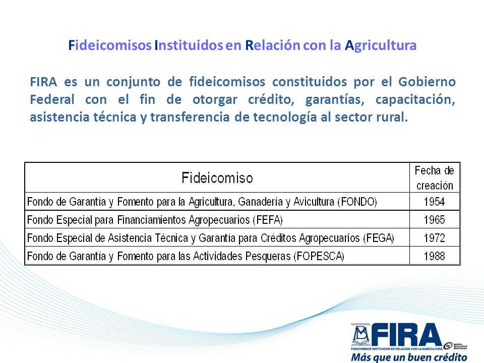 Fideicomisos Instituidos en Relación con la Agricultura