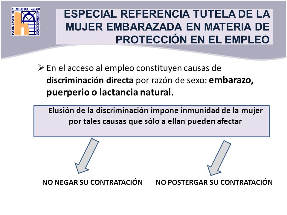 Title ESPECIAL REFERENCIA TUTELA DE LA MUJER EMBARAZADA EN MATERIA DE PROTECCIÓN EN EL EMPLEO.