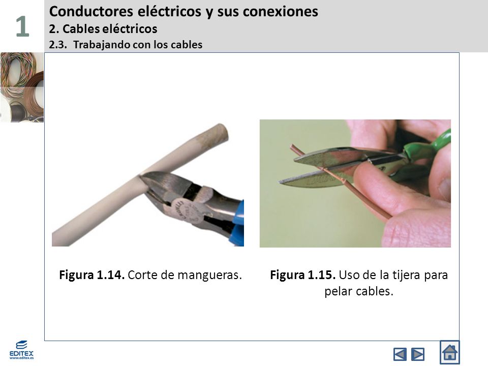 1 Conductores eléctricos y sus conexiones 2. Cables eléctricos 2.3. Trabajando con los cables. Banda Superior.
