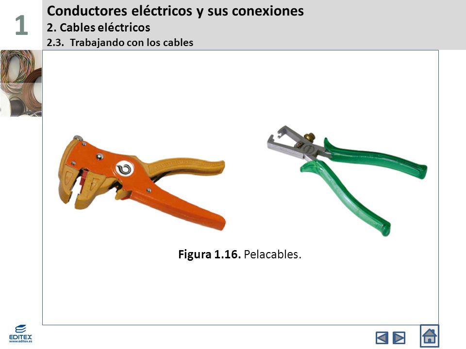 1 Conductores eléctricos y sus conexiones 2. Cables eléctricos 2.3. Trabajando con los cables. Banda Superior.
