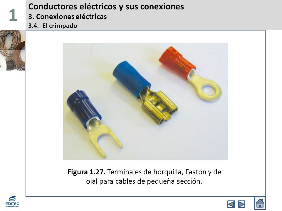 1 Conductores eléctricos y sus conexiones 3. Conexiones eléctricas 3.4. El crimpado. Banda Superior.