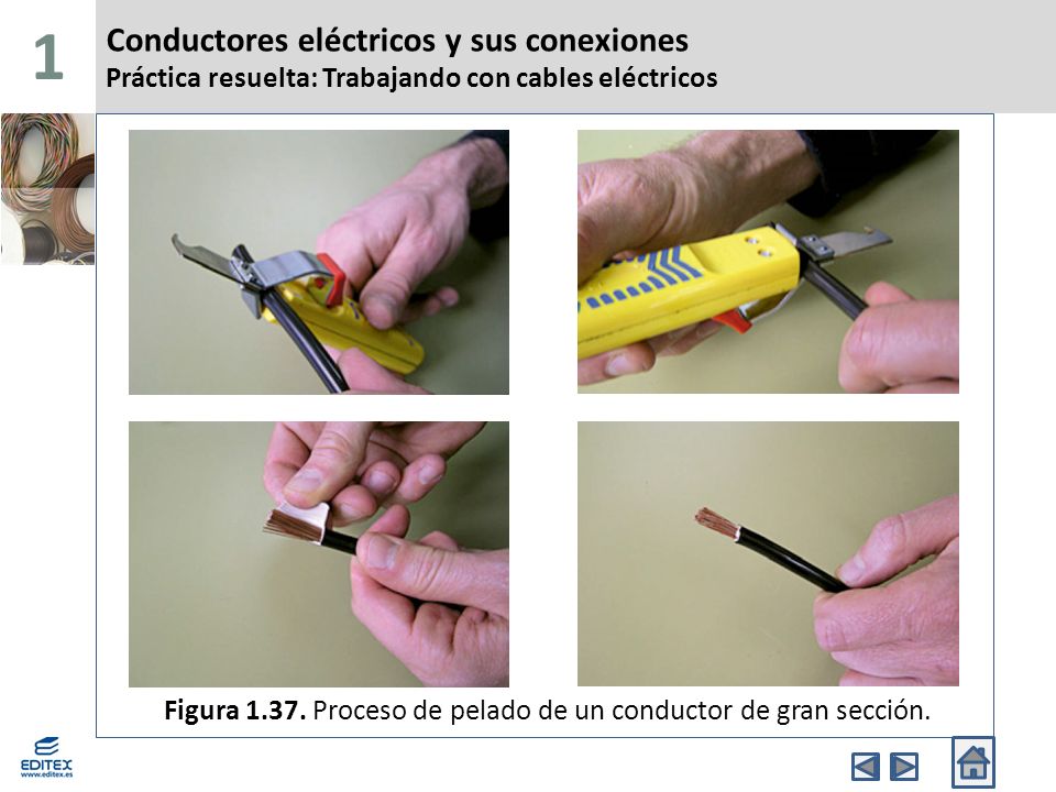 Figura Proceso de pelado de un conductor de gran sección.