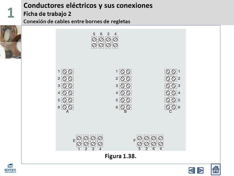 1 Conductores eléctricos y sus conexiones Ficha de trabajo 2 Conexión de cables entre bornes de regletas.