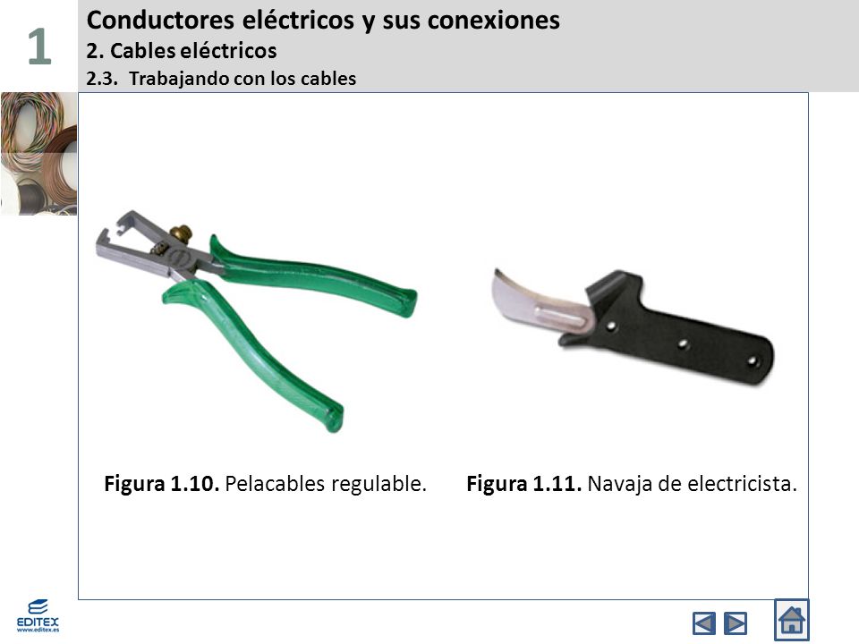 1 Conductores eléctricos y sus conexiones 2. Cables eléctricos 2.3. Trabajando con los cables. Banda Superior.