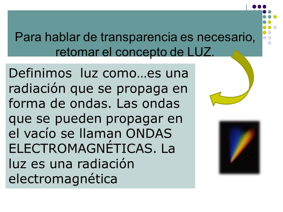 Para hablar de transparencia es necesario, retomar el concepto de LUZ.