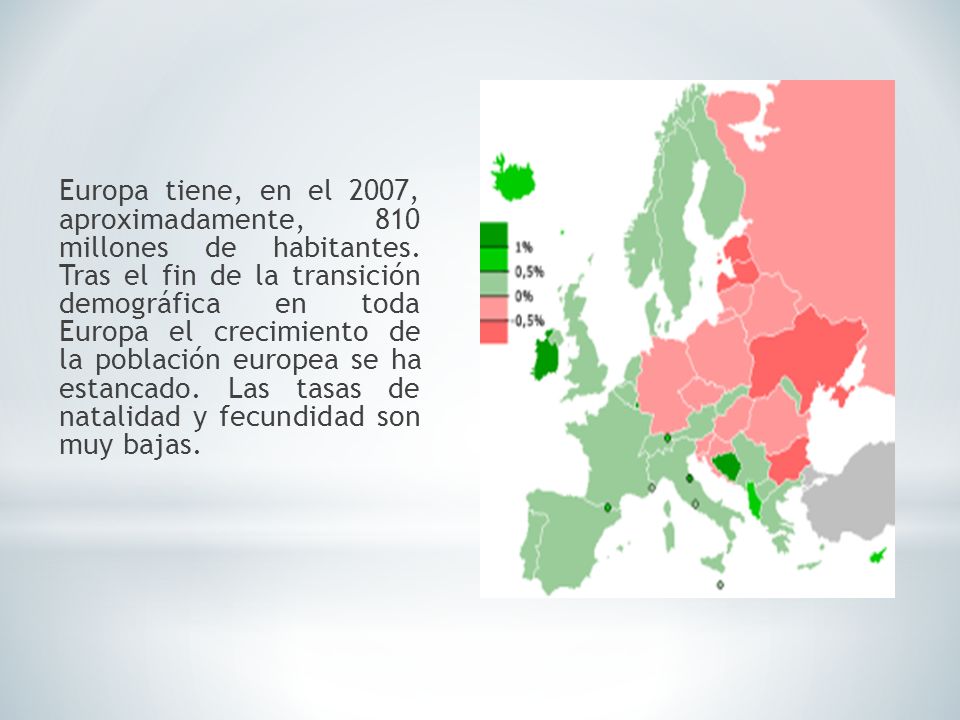 Europa tiene, en el 2007, aproximadamente, 810 millones de habitantes