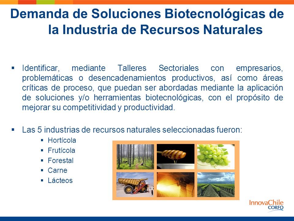 Demanda de Soluciones Biotecnológicas de la Industria de Recursos Naturales