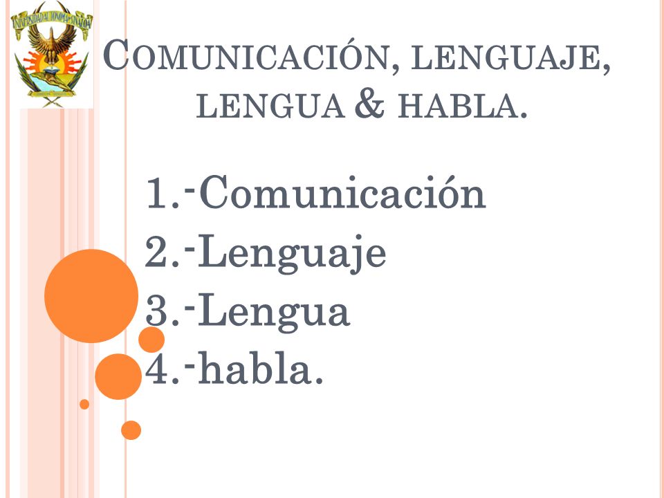 Comunicación, lenguaje, lengua & habla.