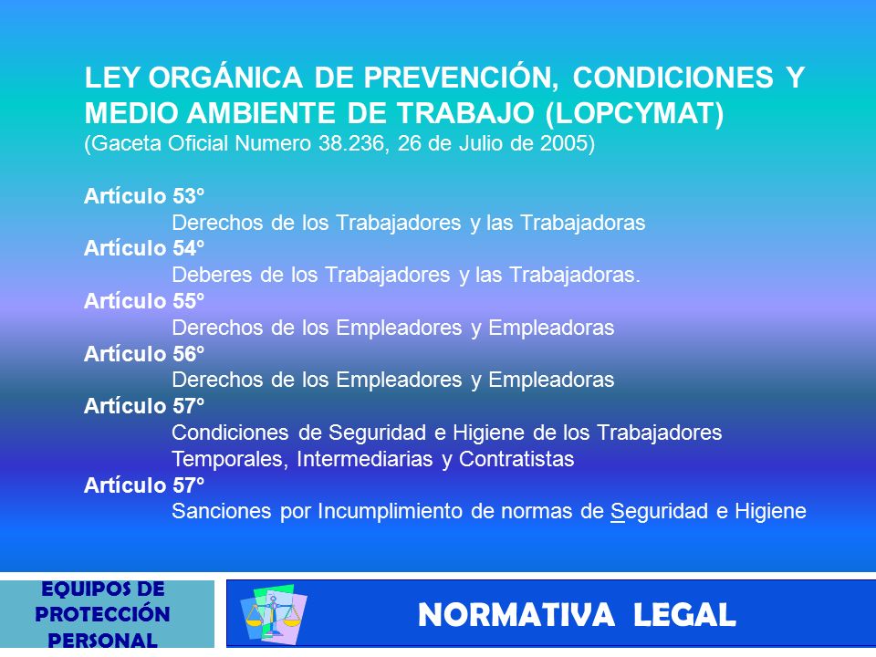LEY ORGÁNICA DE PREVENCIÓN, CONDICIONES Y MEDIO AMBIENTE DE TRABAJO (LOPCYMAT)