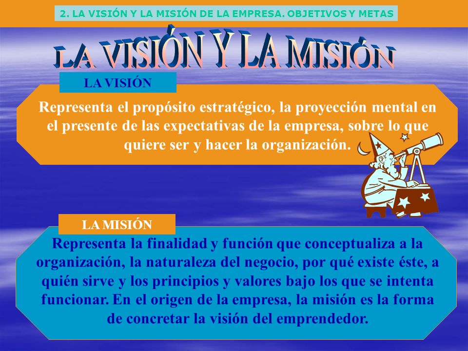 2. LA VISIÓN Y LA MISIÓN DE LA EMPRESA. OBJETIVOS Y METAS