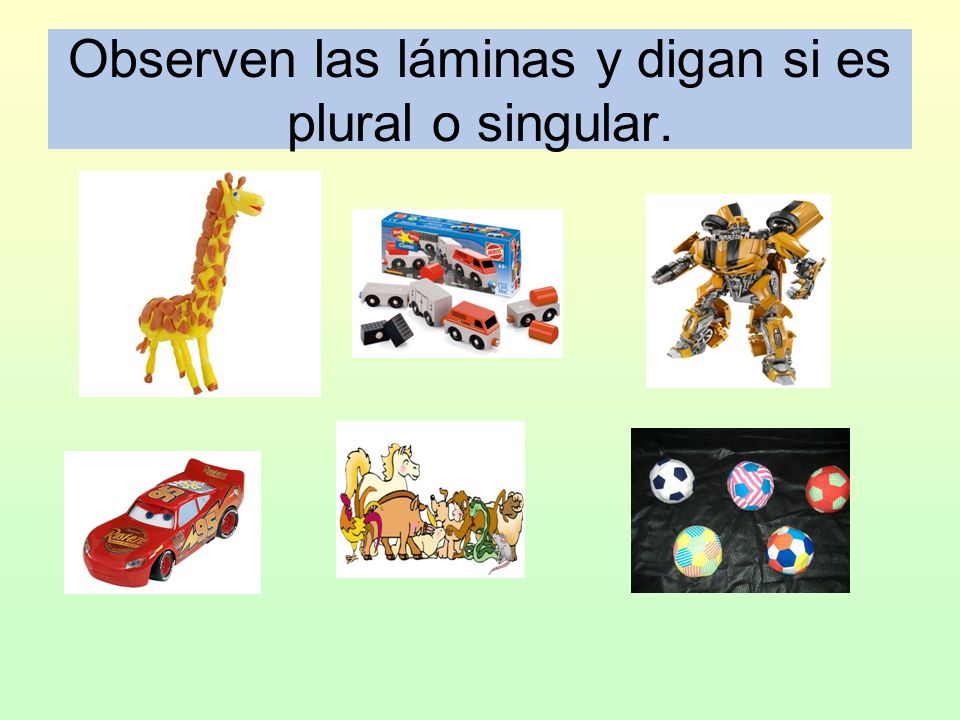 Observen las láminas y digan si es plural o singular.