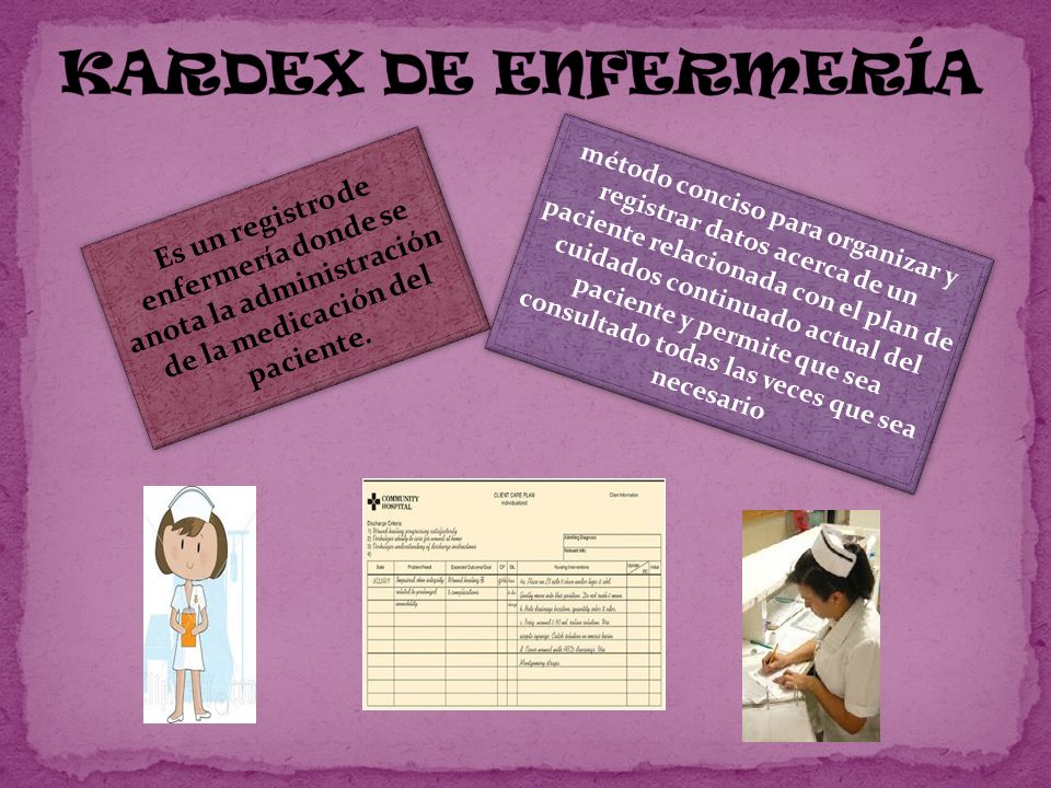 KARDEX DE ENFERMERÍA Es un registro de enfermería donde se anota la administración de la medicación del paciente.