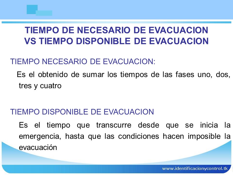 TIEMPO DE NECESARIO DE EVACUACION VS TIEMPO DISPONIBLE DE EVACUACION