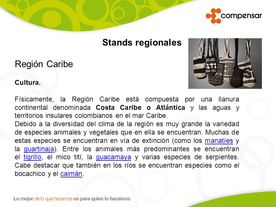 Stands regionales Región Caribe. Cultura.
