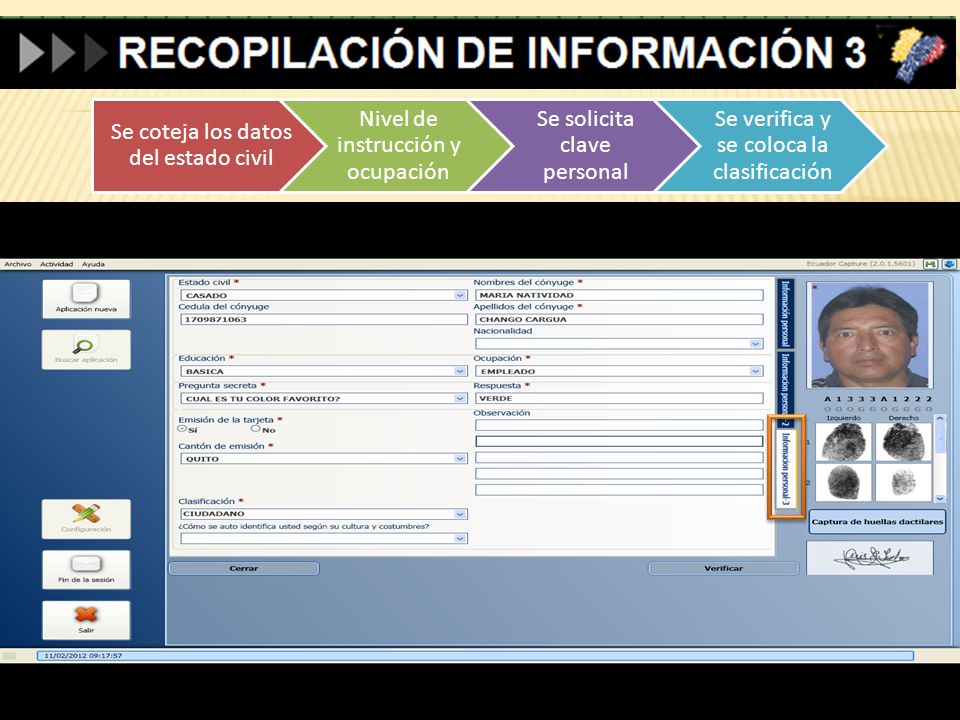 Se coteja los datos del estado civil Nivel de instrucción y ocupación