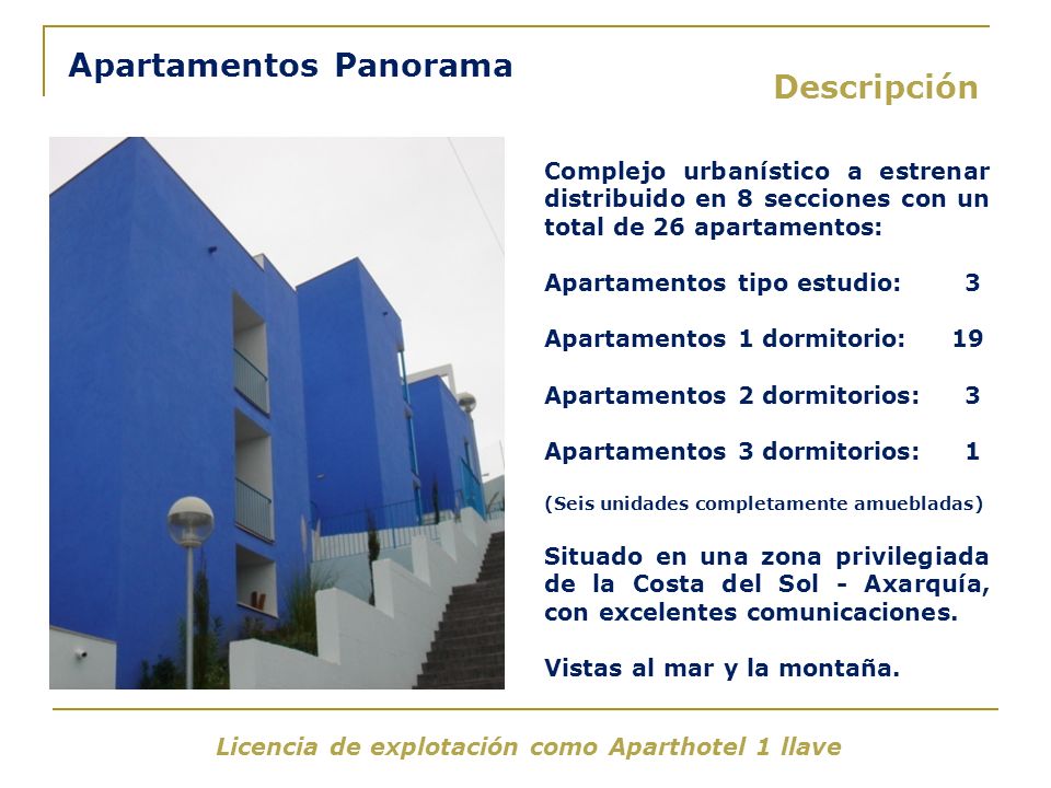 Licencia de explotación como Aparthotel 1 llave
