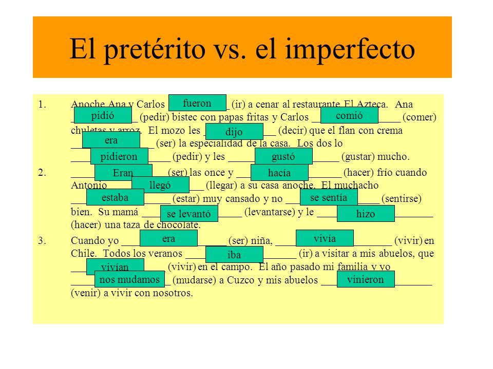El pretérito vs. el imperfecto