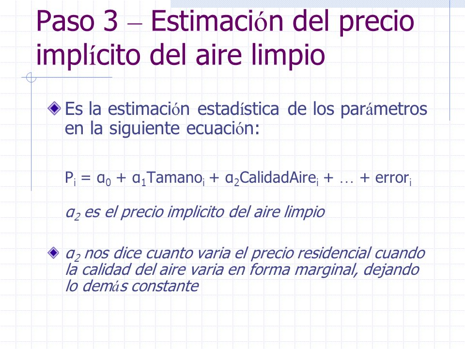 Paso 3 – Estimación del precio implícito del aire limpio