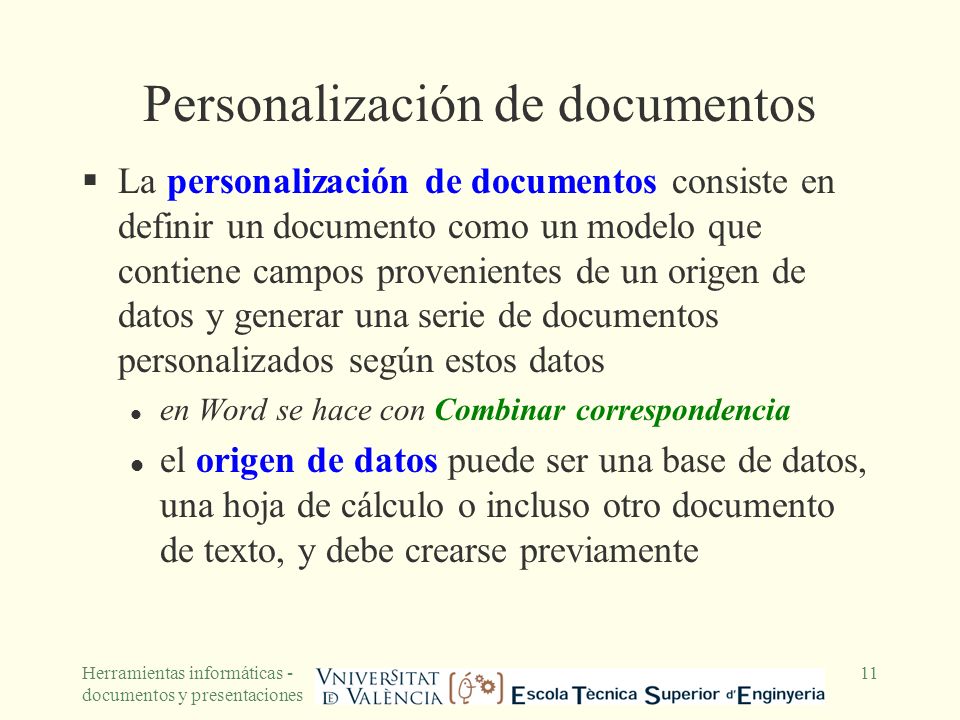 Personalización de documentos