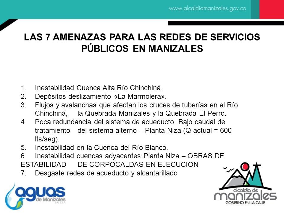LAS 7 AMENAZAS PARA LAS REDES DE SERVICIOS PÚBLICOS EN MANIZALES