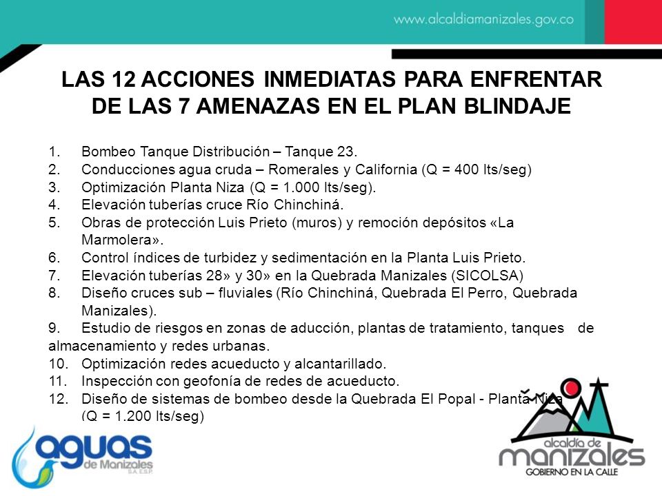 LAS 12 ACCIONES INMEDIATAS PARA ENFRENTAR DE LAS 7 AMENAZAS EN EL PLAN BLINDAJE
