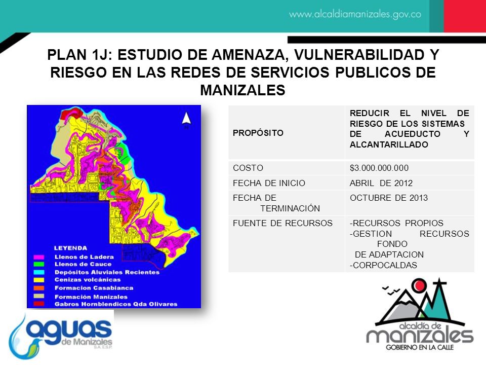 PLAN 1J: ESTUDIO DE AMENAZA, VULNERABILIDAD Y RIESGO EN LAS REDES DE SERVICIOS PUBLICOS DE MANIZALES