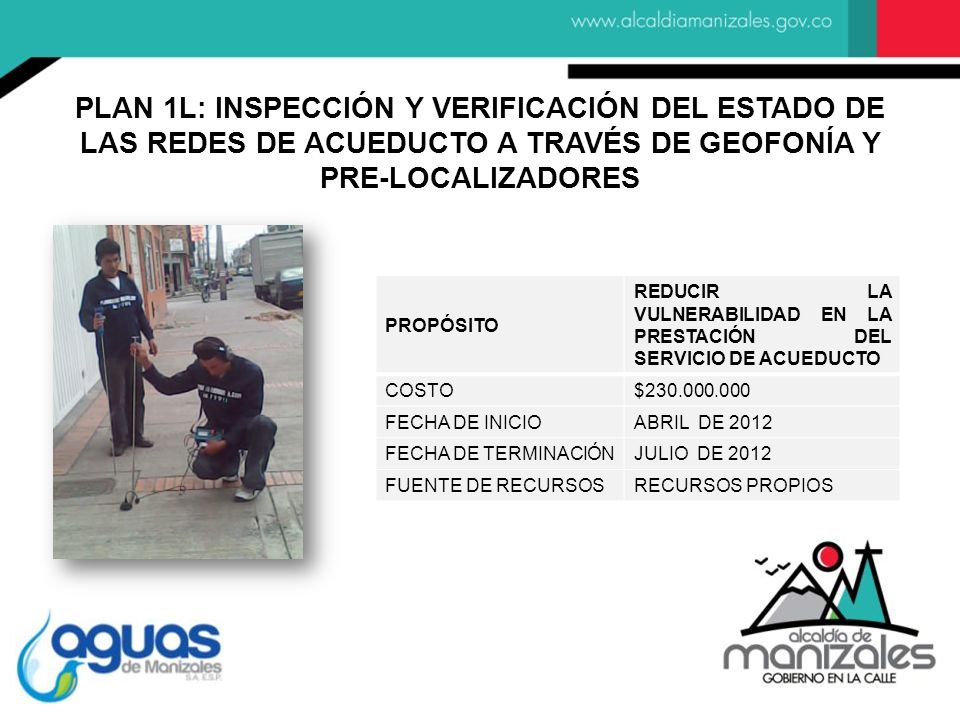 PLAN 1L: INSPECCIÓN Y VERIFICACIÓN DEL ESTADO DE LAS REDES DE ACUEDUCTO A TRAVÉS DE GEOFONÍA Y PRE-LOCALIZADORES