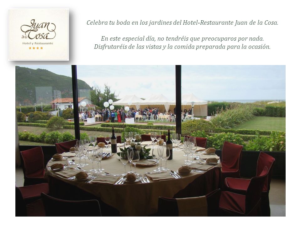 Celebra tu boda en los jardines del Hotel-Restaurante Juan de la Cosa.
