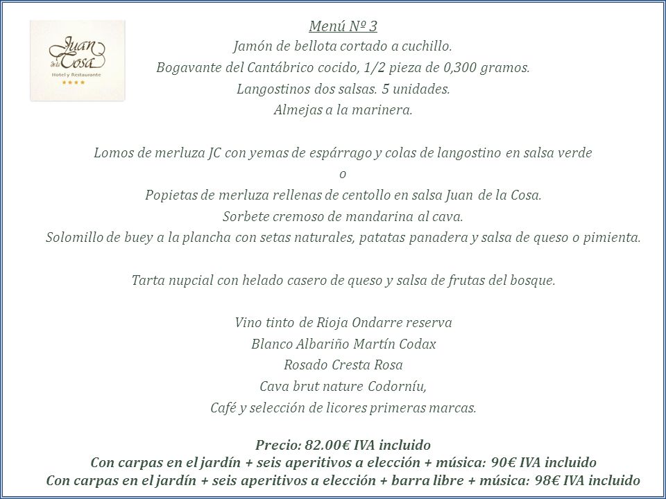 Menú Nº 3 Jamón de bellota cortado a cuchillo.