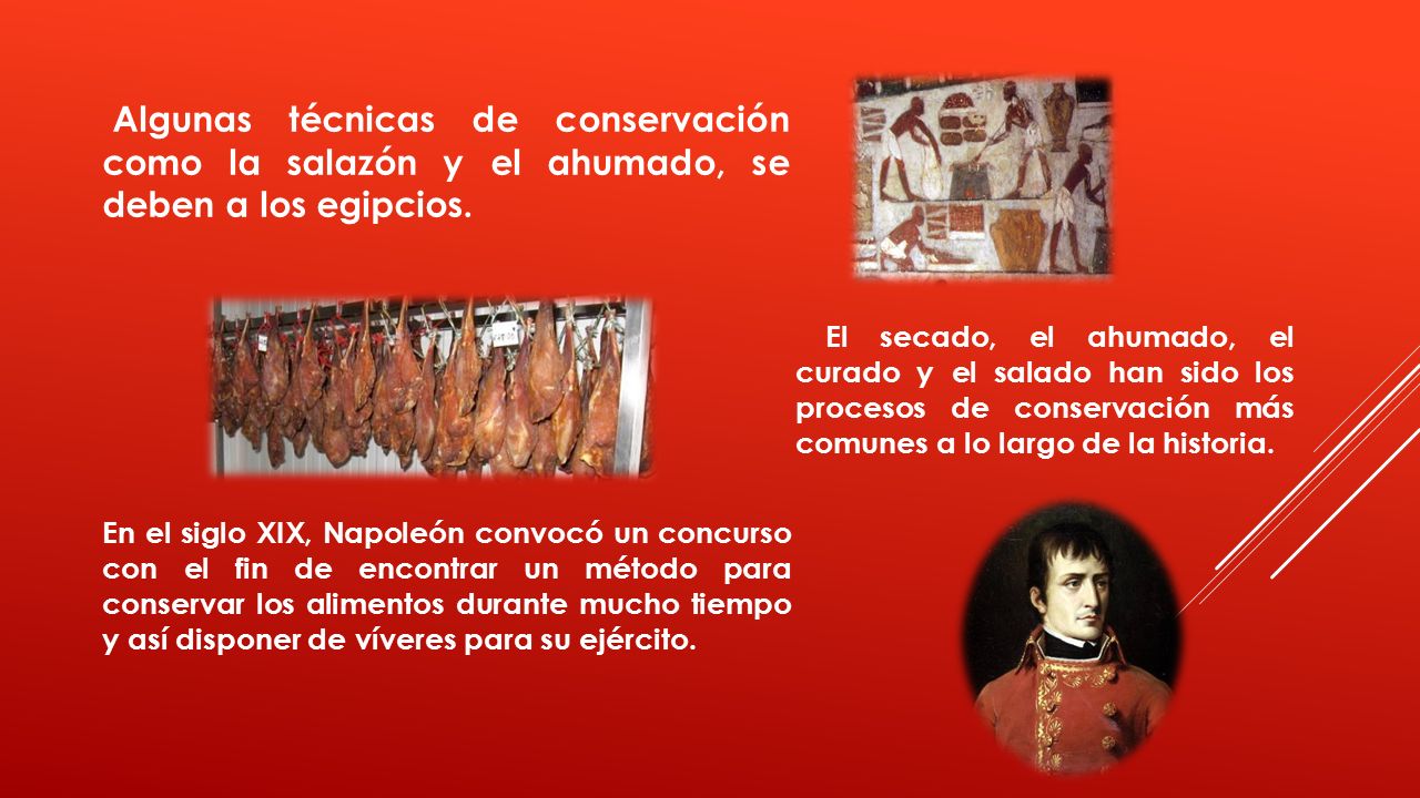 Algunas técnicas de conservación como la salazón y el ahumado, se deben a los egipcios.