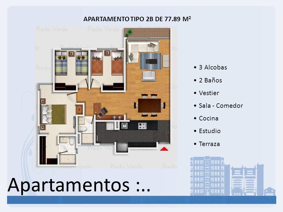 Apartamentos :.. APARTAMENTO TIPO 2B DE M2 3 Alcobas 2 Baños