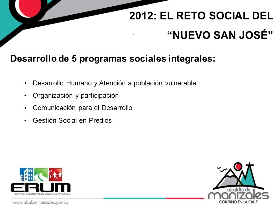 2012: EL RETO SOCIAL DEL NUEVO SAN JOSÉ