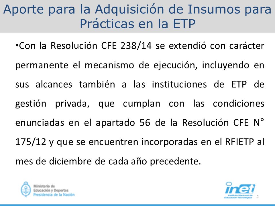 Aporte para la Adquisición de Insumos para Prácticas en la ETP