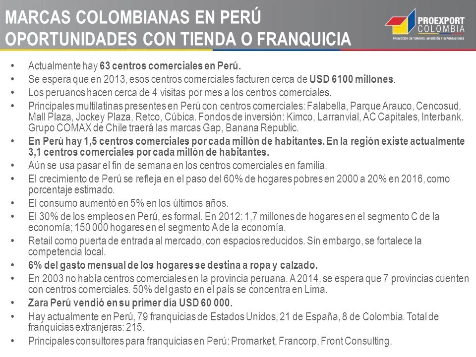 MARCAS COLOMBIANAS EN PERÚ OPORTUNIDADES CON TIENDA O FRANQUICIA