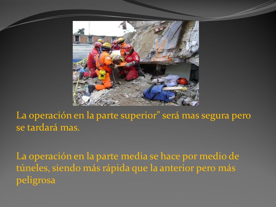 La operación en la parte superior será mas segura pero se tardará mas.