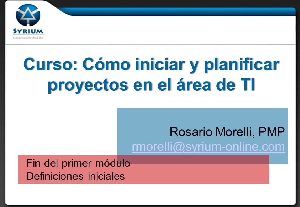 Curso: Cómo iniciar y planificar proyectos en el área de TI
