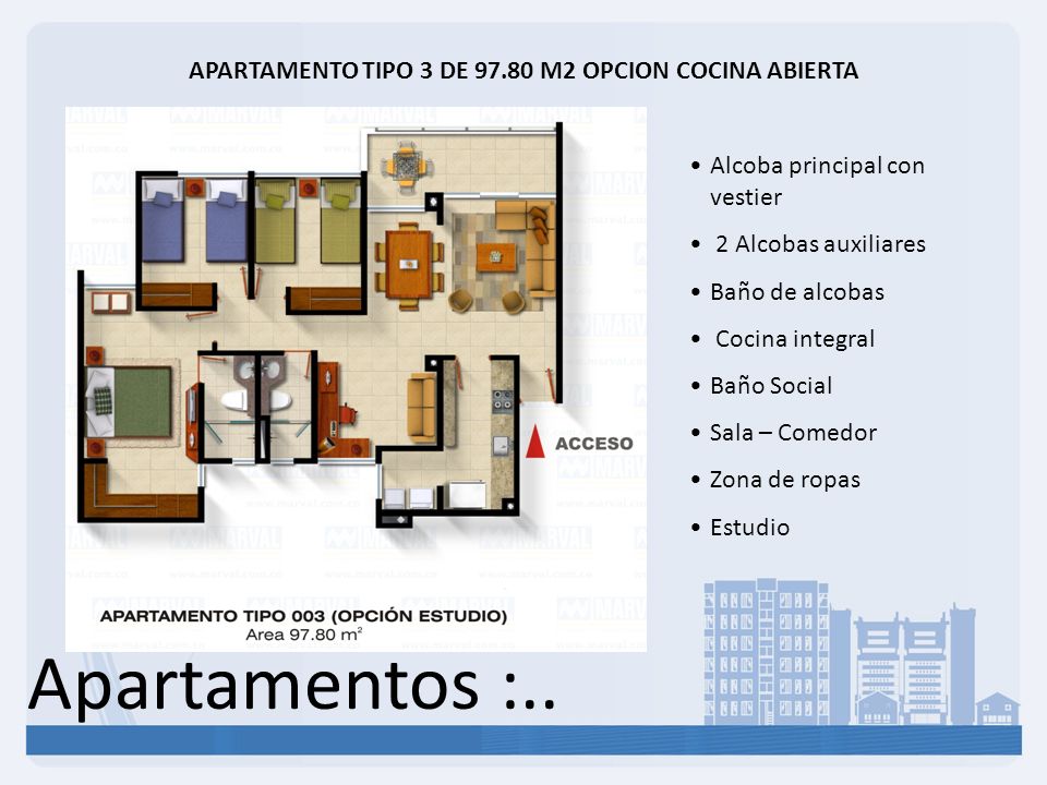 APARTAMENTO TIPO 3 DE M2 OPCION COCINA ABIERTA