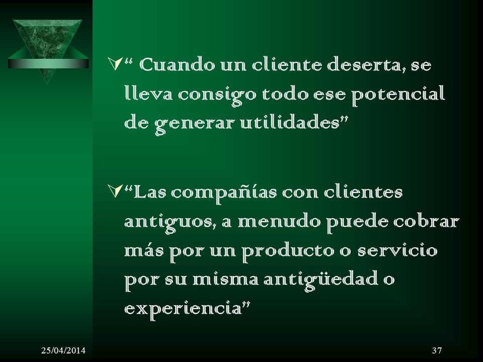 Cuando un cliente deserta, se lleva consigo todo ese potencial de generar utilidades