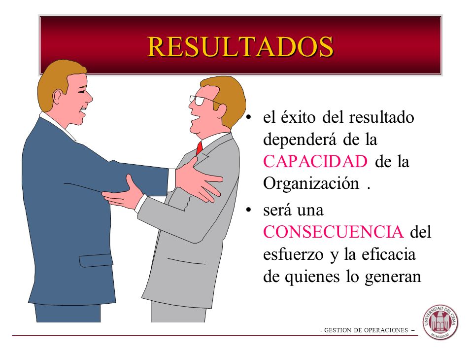 RESULTADOS el éxito del resultado dependerá de la CAPACIDAD de la Organización .