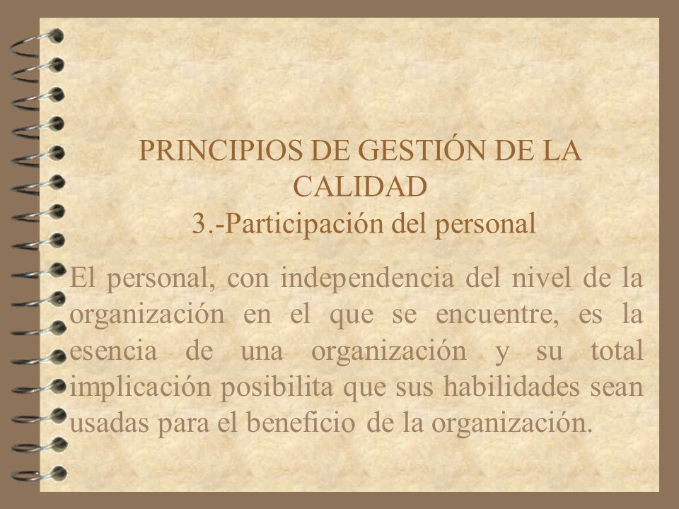 PRINCIPIOS DE GESTIÓN DE LA CALIDAD 3.-Participación del personal