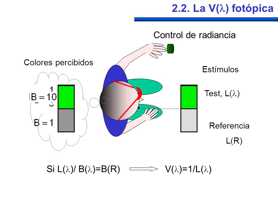 2.2. La V() fotópica Control de radiancia Si L()/ B()=B(R)