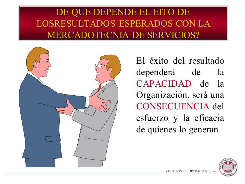 DE QUE DEPENDE EL EITO DE LOSRESULTADOS ESPERADOS CON LA MERCADOTECNIA DE SERVICIOS