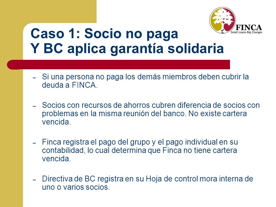 Caso 1: Socio no paga Y BC aplica garantía solidaria